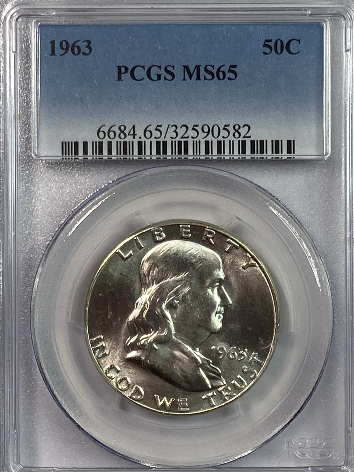 1963  Franklin Half Dollar Silver, PCGS MS65 Brilliant White