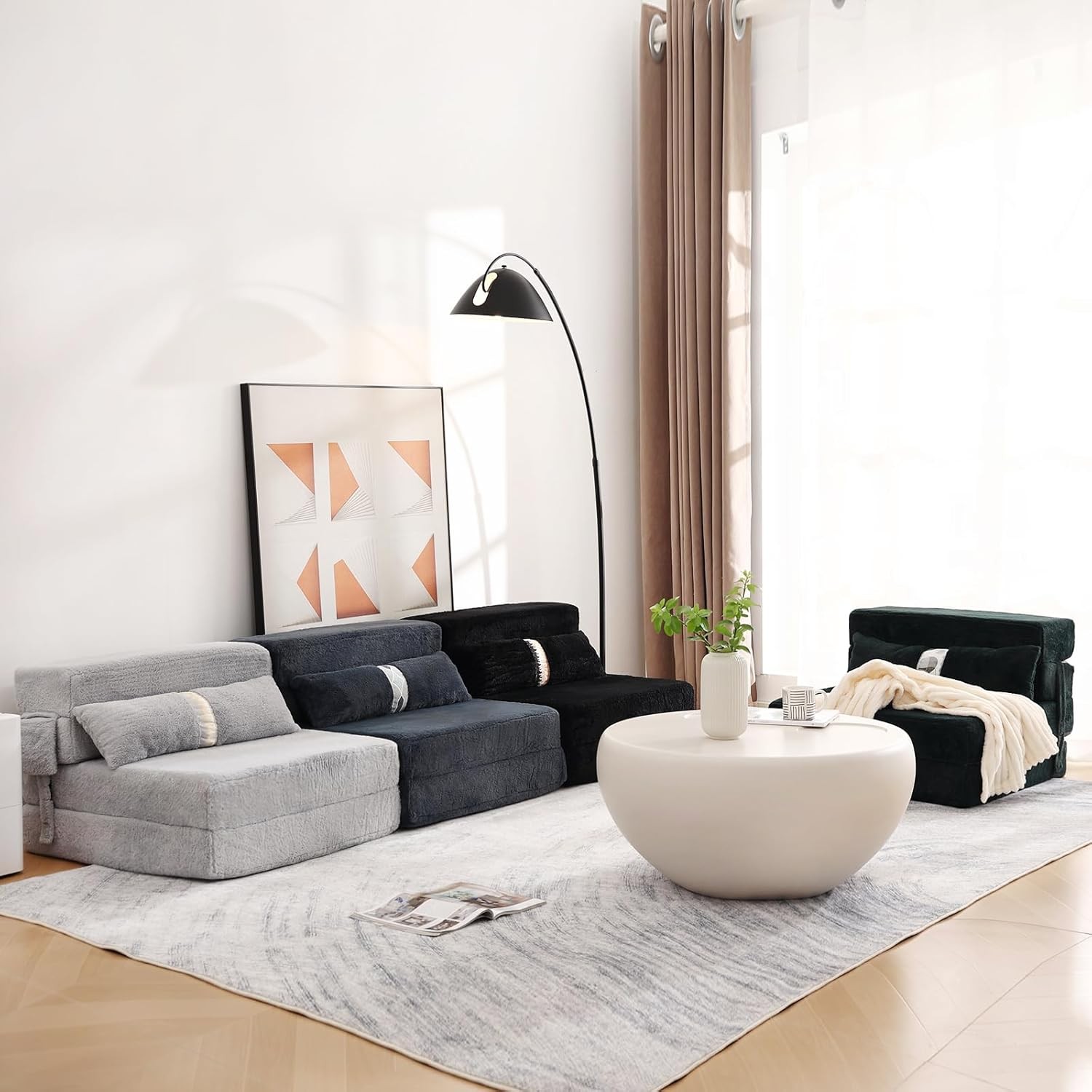 Folding Sofa Bed Couch Single Size Foldable Futon Chair W/ Pillow Folding