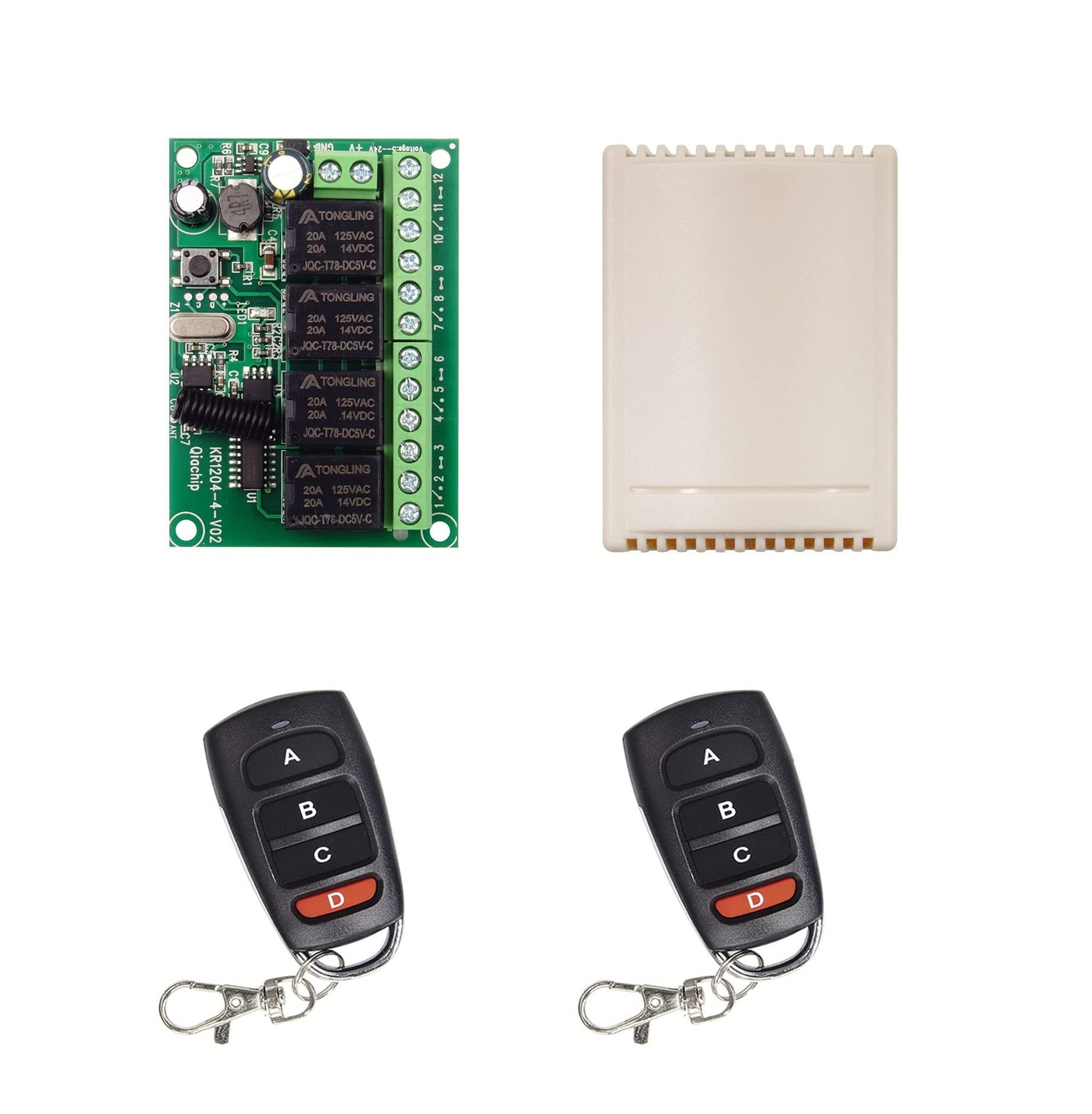 DC 12V 24V 4CH Channel Wireless Remote Control Switch 10A 433Mhz RF Relay Rec...
