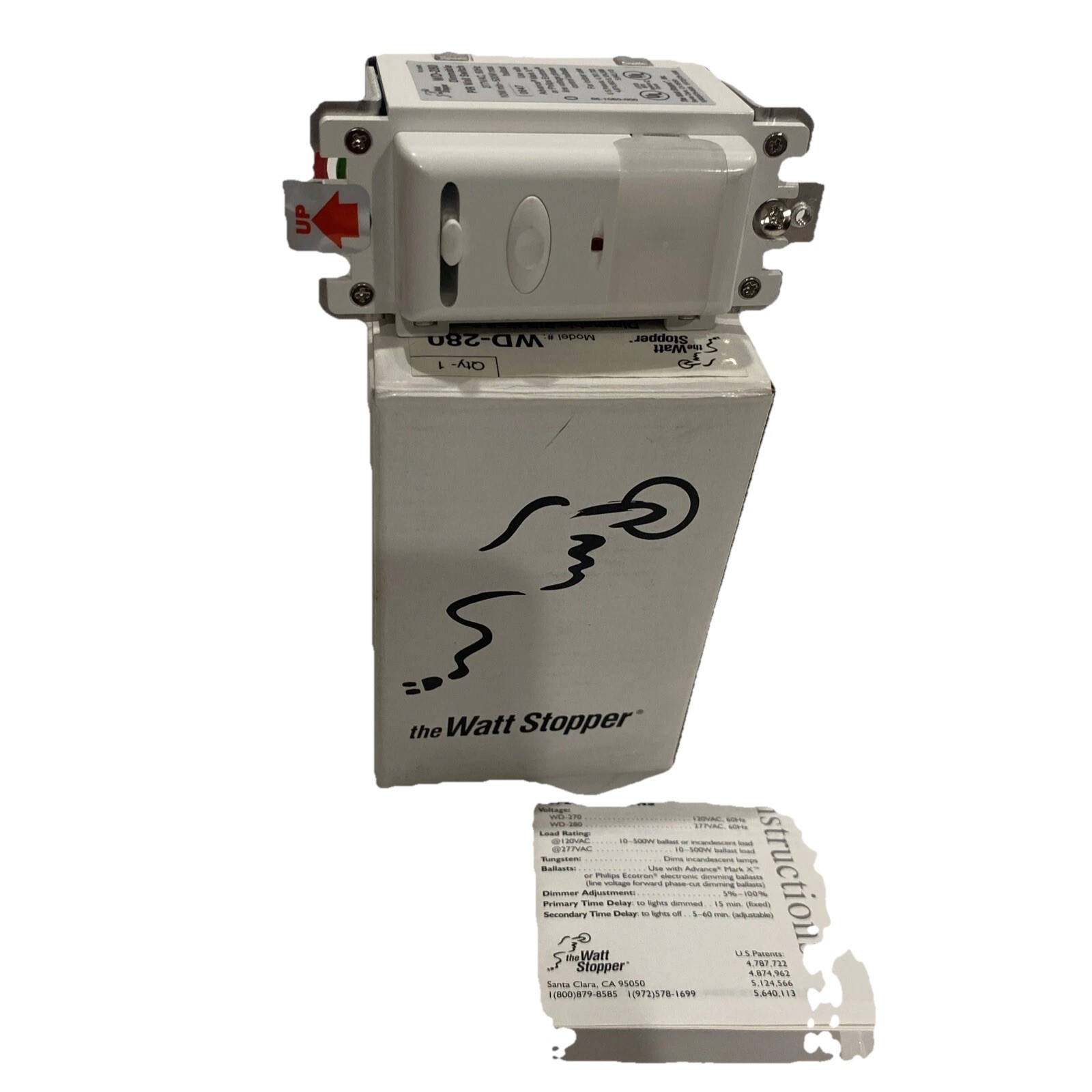 Watt Stopper WD-280 Dimmable PIR Wall Switch. Missing Face Plate. Fast Shipping