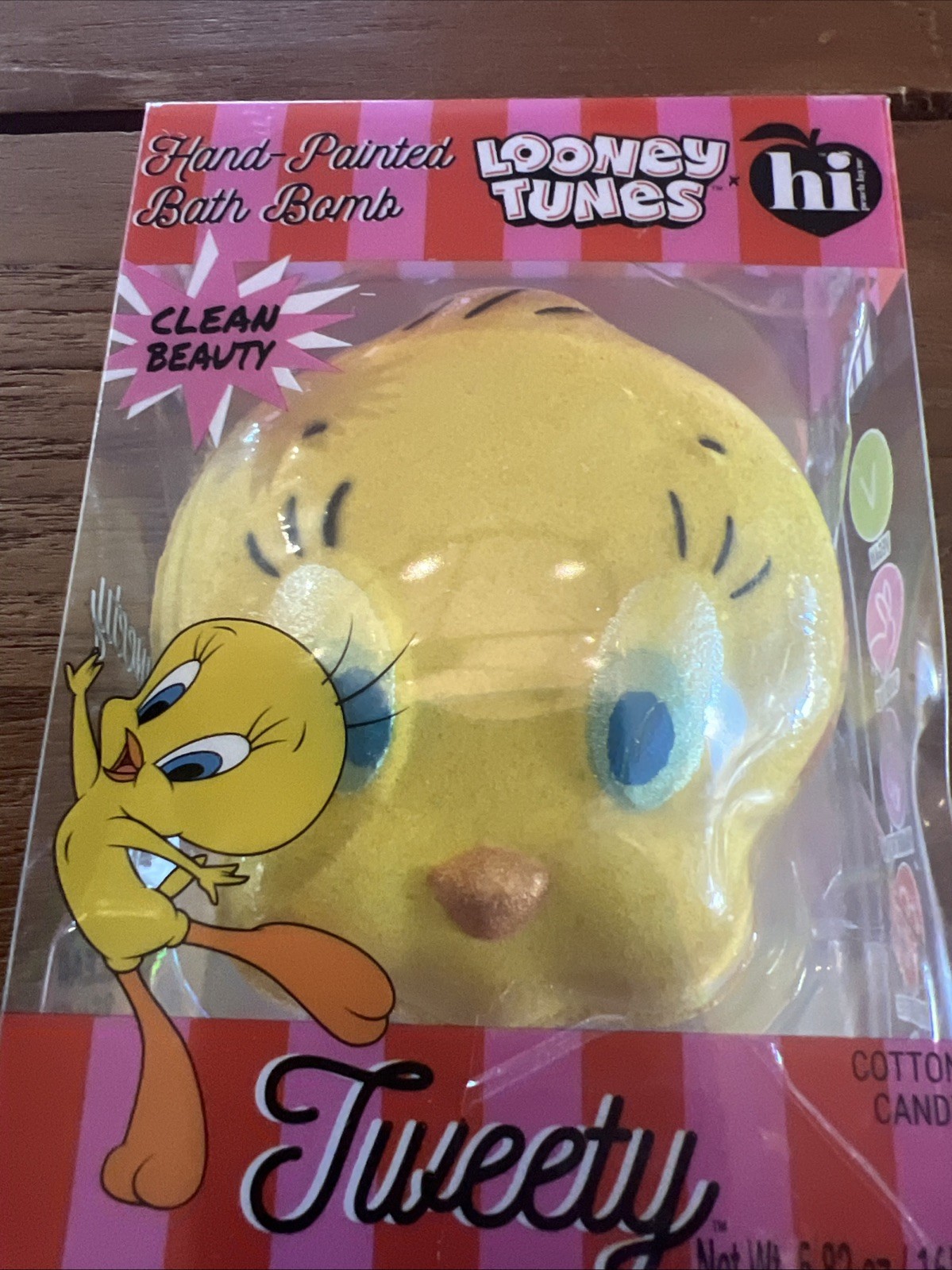 Bath Bomb Looney Tunes Tweety Hand-Painted Cotton Candy Hi Peach Layne 5.82 ozW1