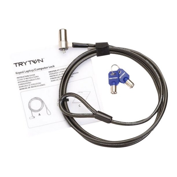 Tryten Laptop Lock Pro Keyed Alike Security Cable Lock Translucent Dark 6 Ft