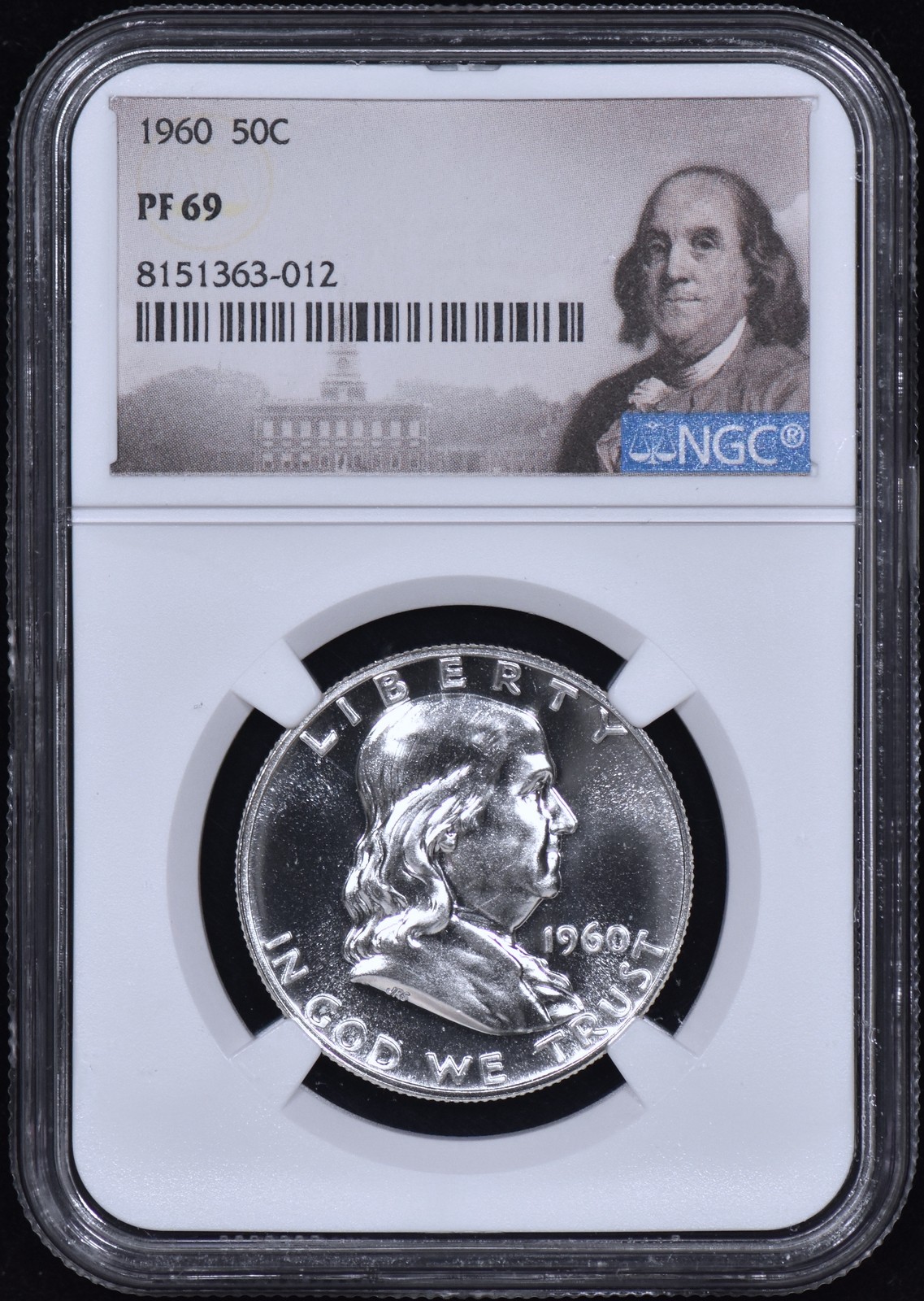 1960 Proof Franklin Half Dollar 50c NGC PF69 - White Coin - Franklin Label!