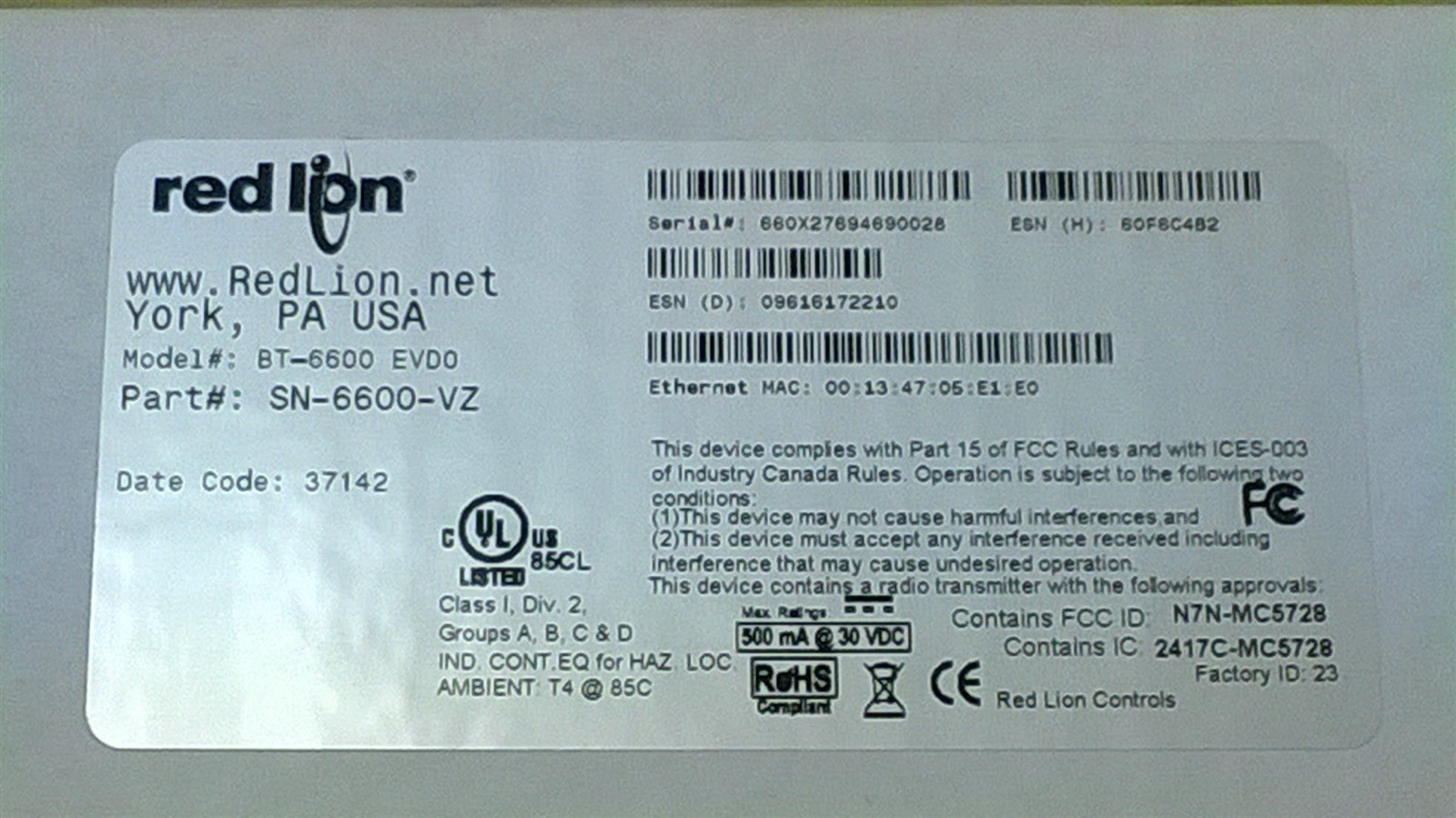 RED LION BT-6600 EVDO SN-6600-VZ VERIZON 3G Modem Router GSM CDMA HSPA LTE NEW
