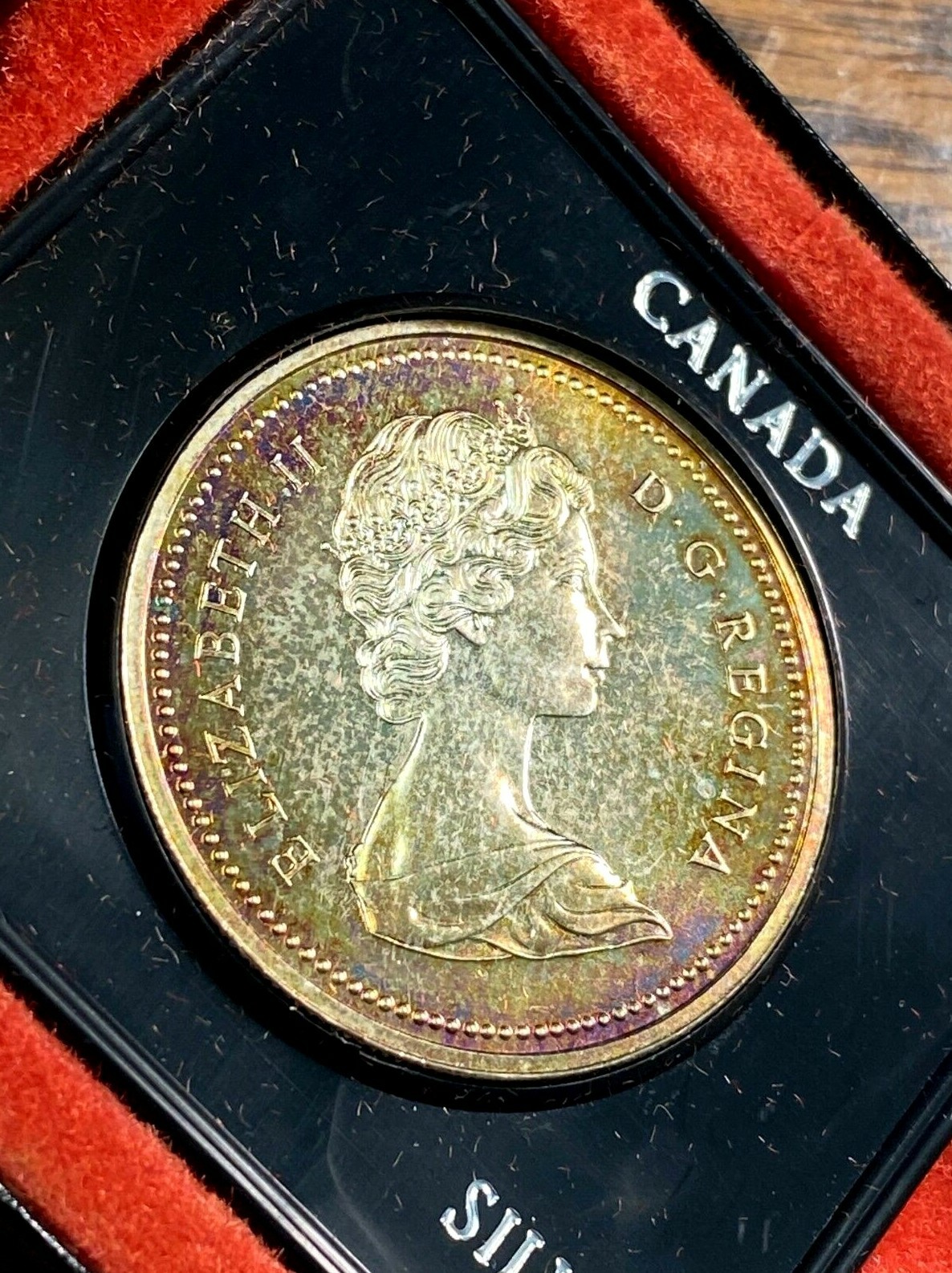 1972 Canada Silver Dollar Gorgeous Toning in Original Case CHN