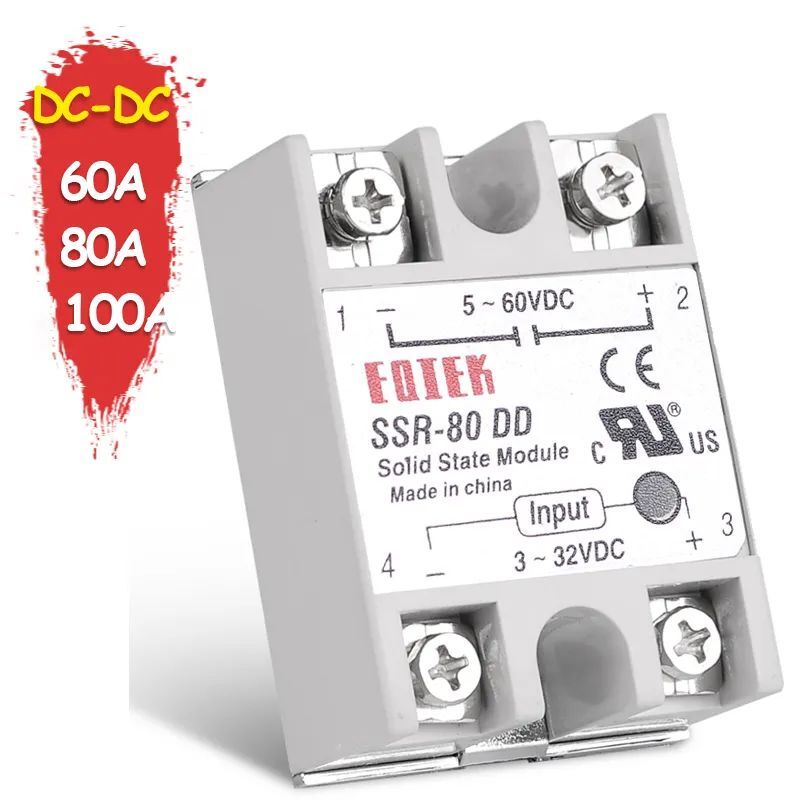Solid State Module Relay DC-DC Single Phase SSR Current 60A 80A 100A 3-32V 5 12V