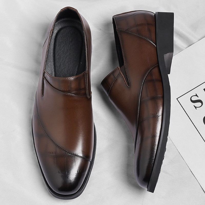 Men's Slip-on Casual Leather Shoes Low-top Business Formal Wear | ShopDecimals