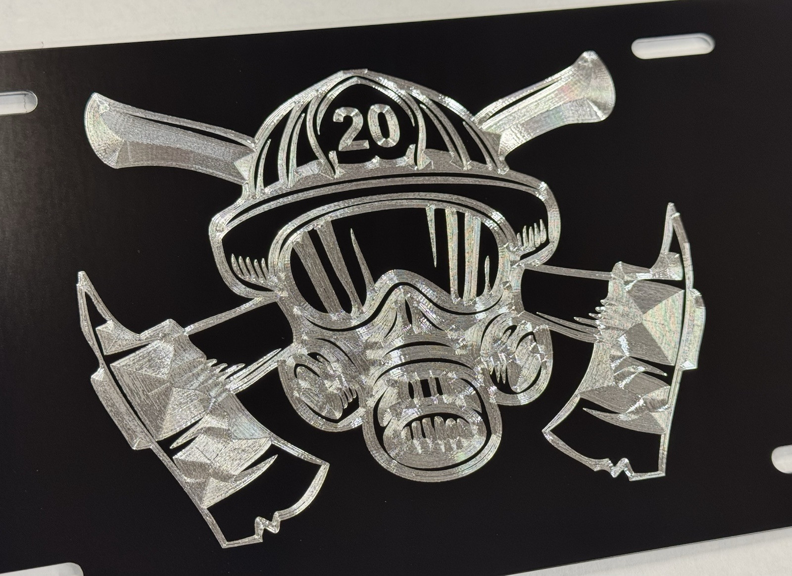 ENGRAVED Firefighter Car Tag Diamond Etched Black Front Vanity License Plate