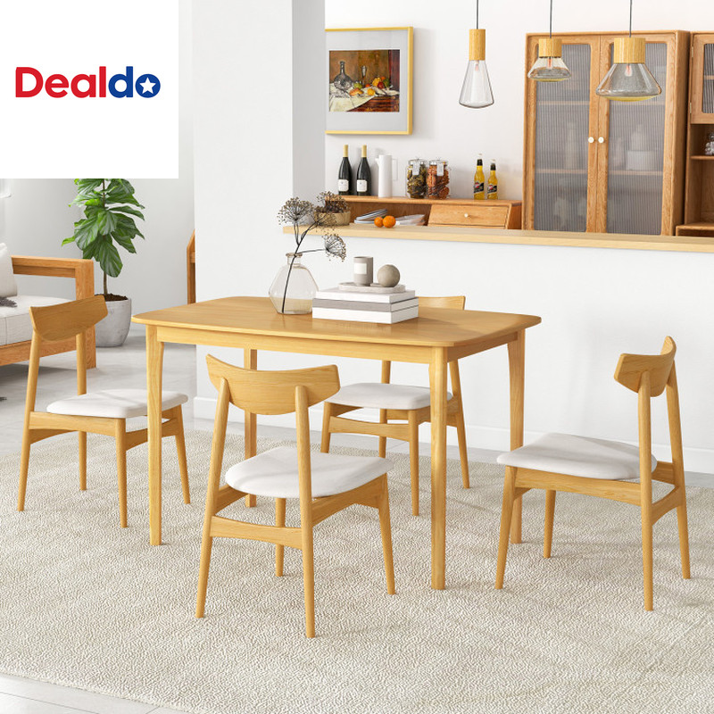 48 Inch Solid Wood Dining Table with Rubber Wood Supporting Legs for Kitchen Din