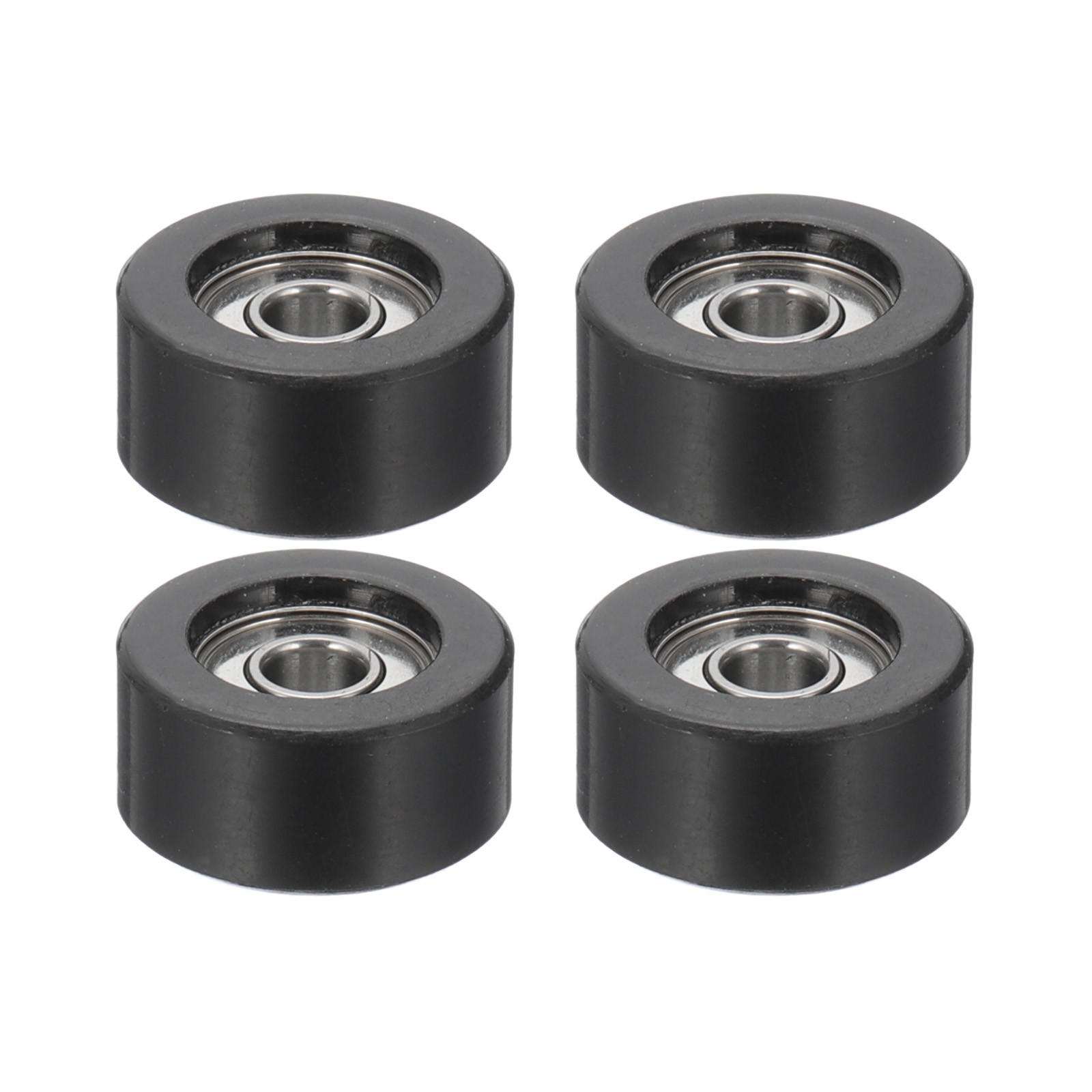 Roller Idler Bearing Pulley, 3 x 12 x 6mm Sliding Flat Wheel Black Pack of 4