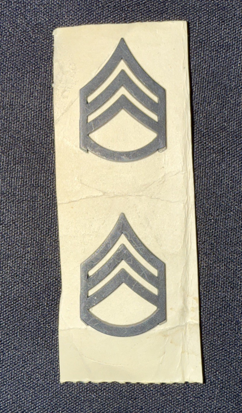 Vintage Lot Of 2 New Vietnam Era US Army Staff Sargent E-6 Insignia Lapel Pins