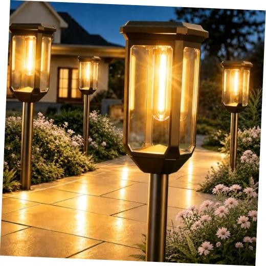 -Solar-Pathway-Lights-Outdoor-8-Pack-LED-Solar-Powered-Garden 8 Pack Warm White
