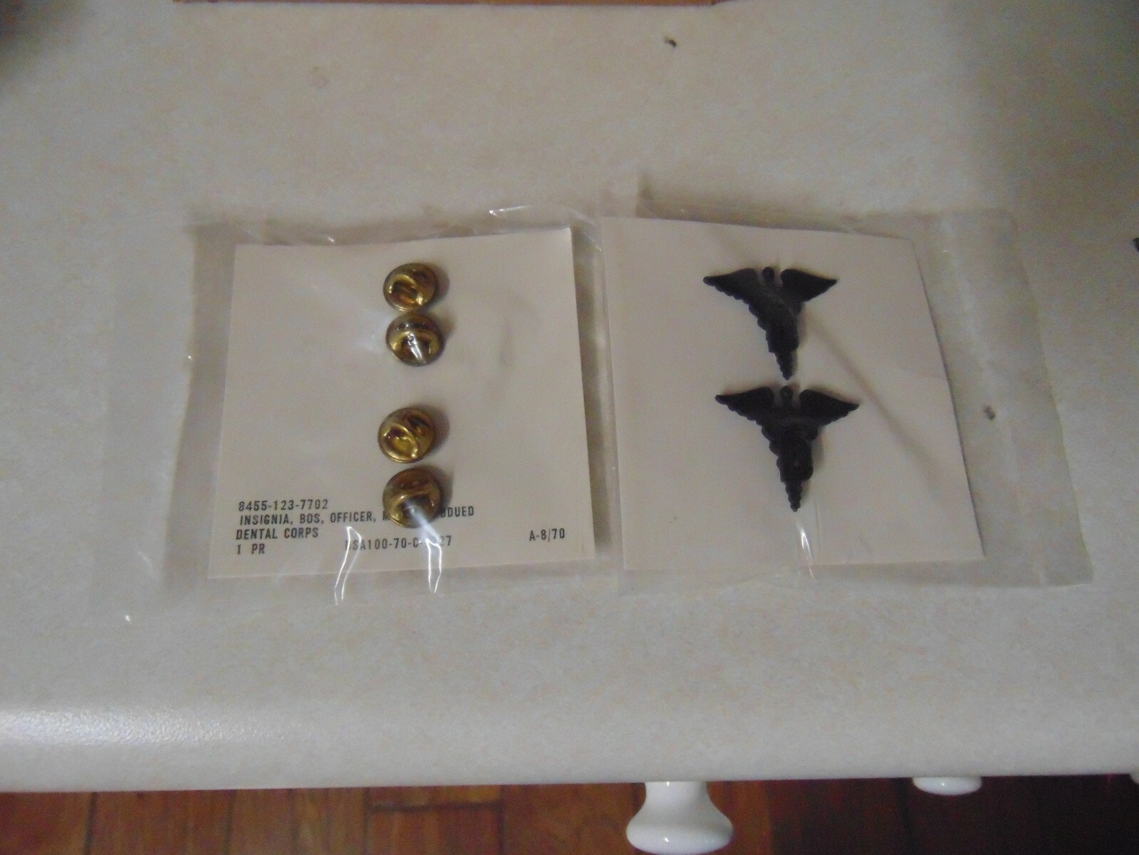 MILITARY INSIGNIA BRAND NEW METAL  SET OF 2 DENTAL CORPS OFFICER SUBDUED BLACK