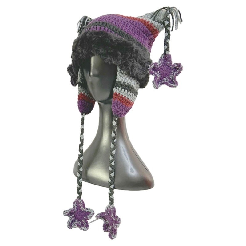 Winter Knitted Bucket Hat for Women's Outdoor Thick Warm Star Caps Ear Hat New