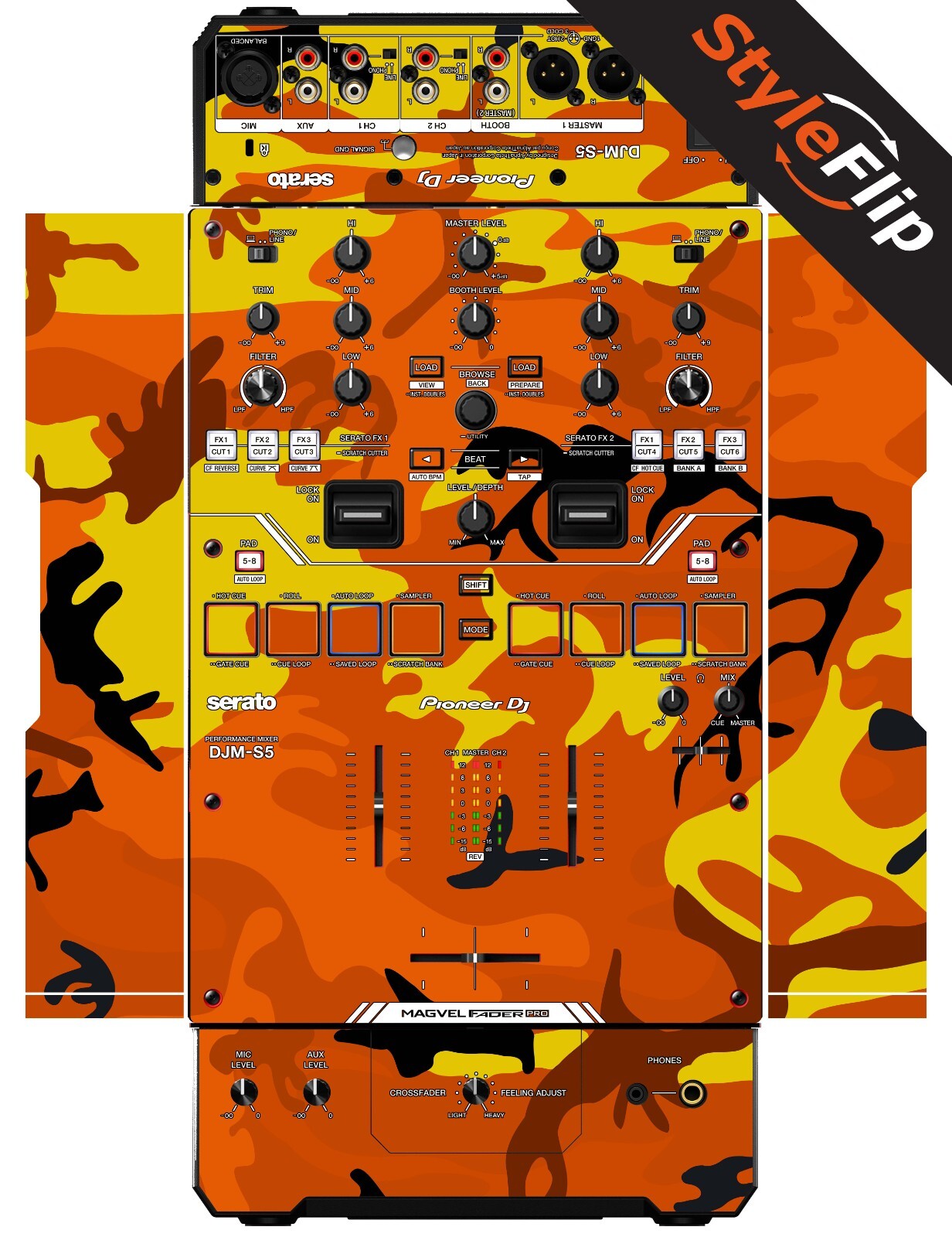 Pioneer DJM-S5 | Orange Camo | Protective Decal | StyleFlip Skins