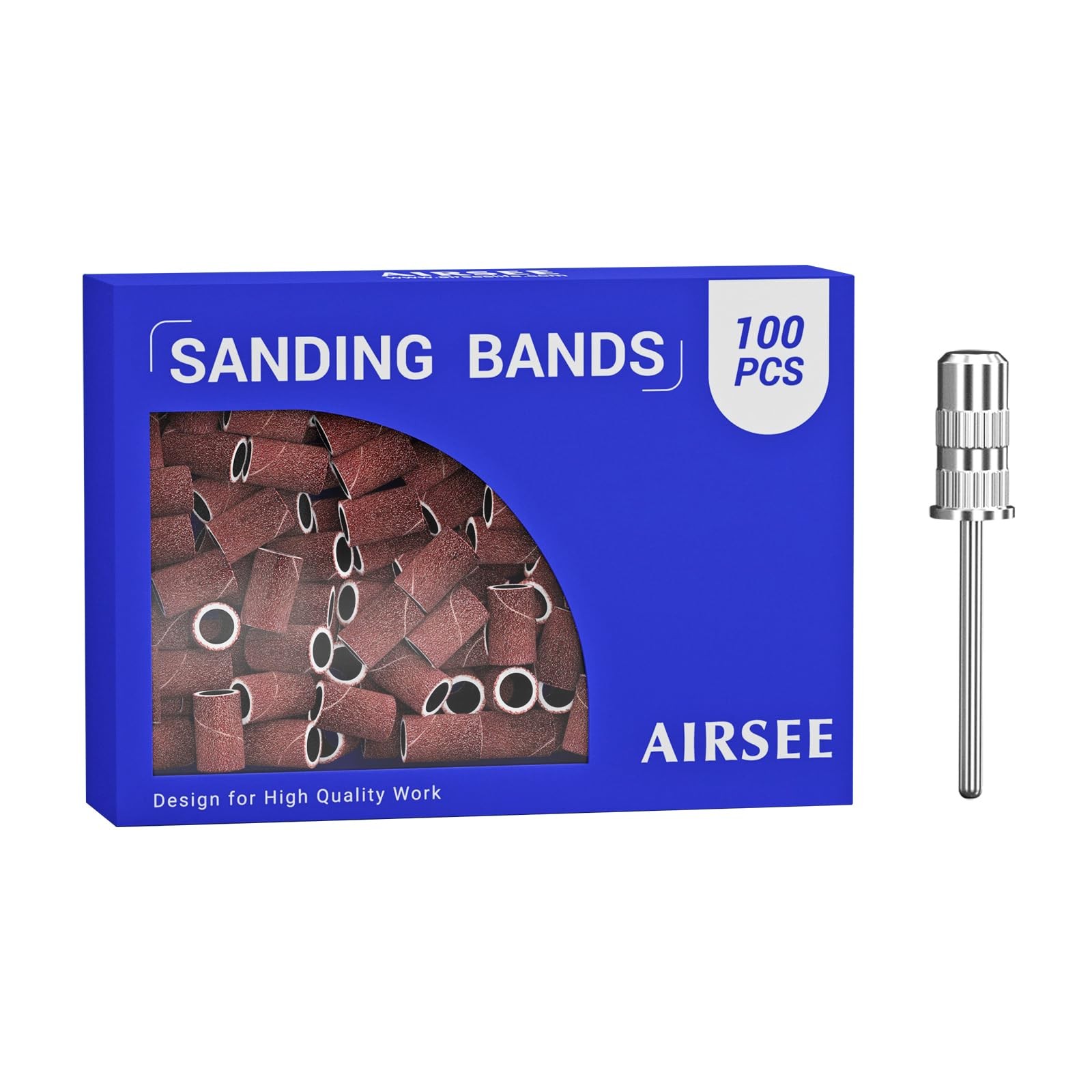 100 Pcs Brown Sanding Bands for Electric Nail Drill 180 Grit