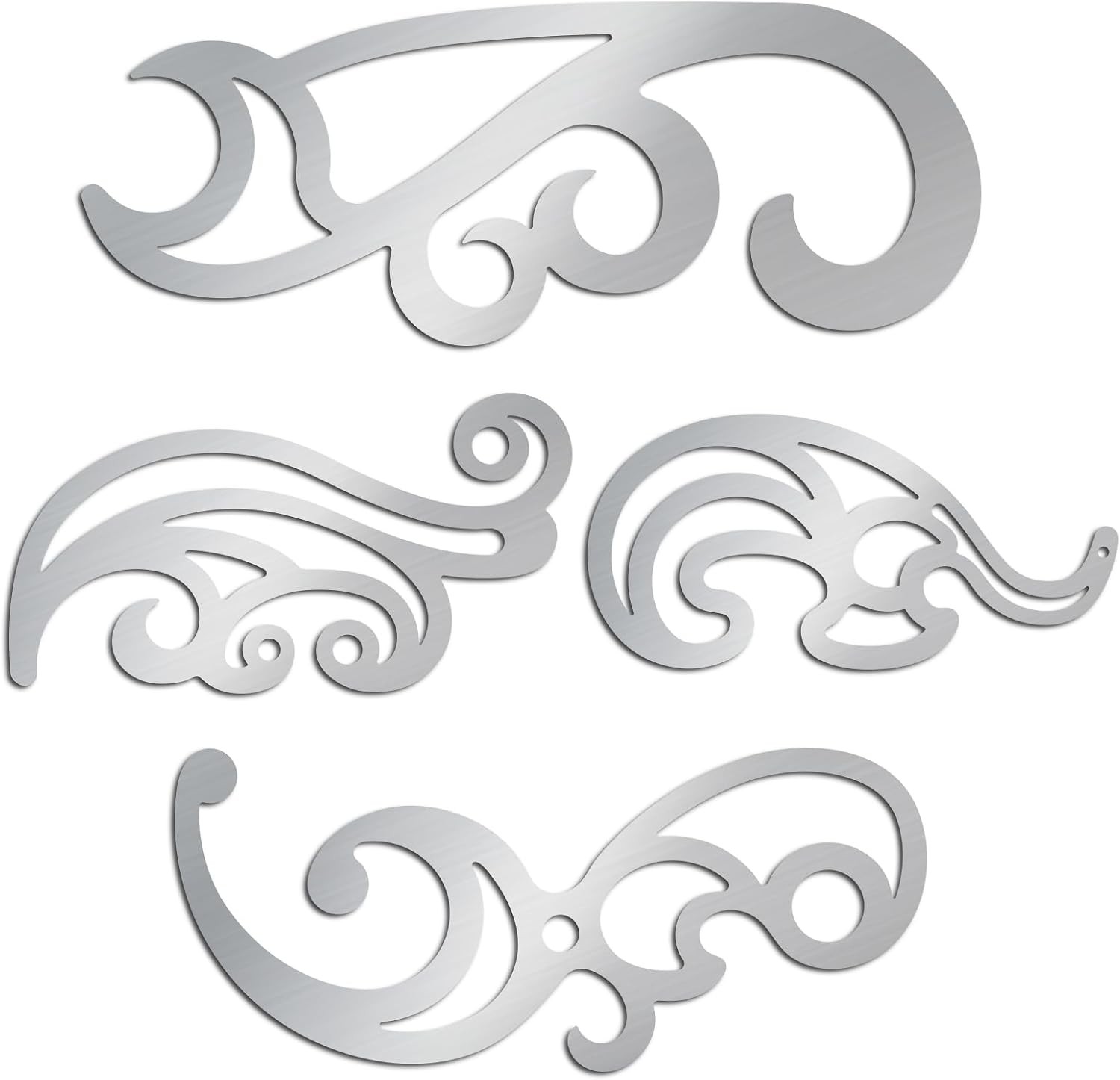 4 Pcs Stainless Steel French Curve Ruler Metal Drafting Stencils Stainless