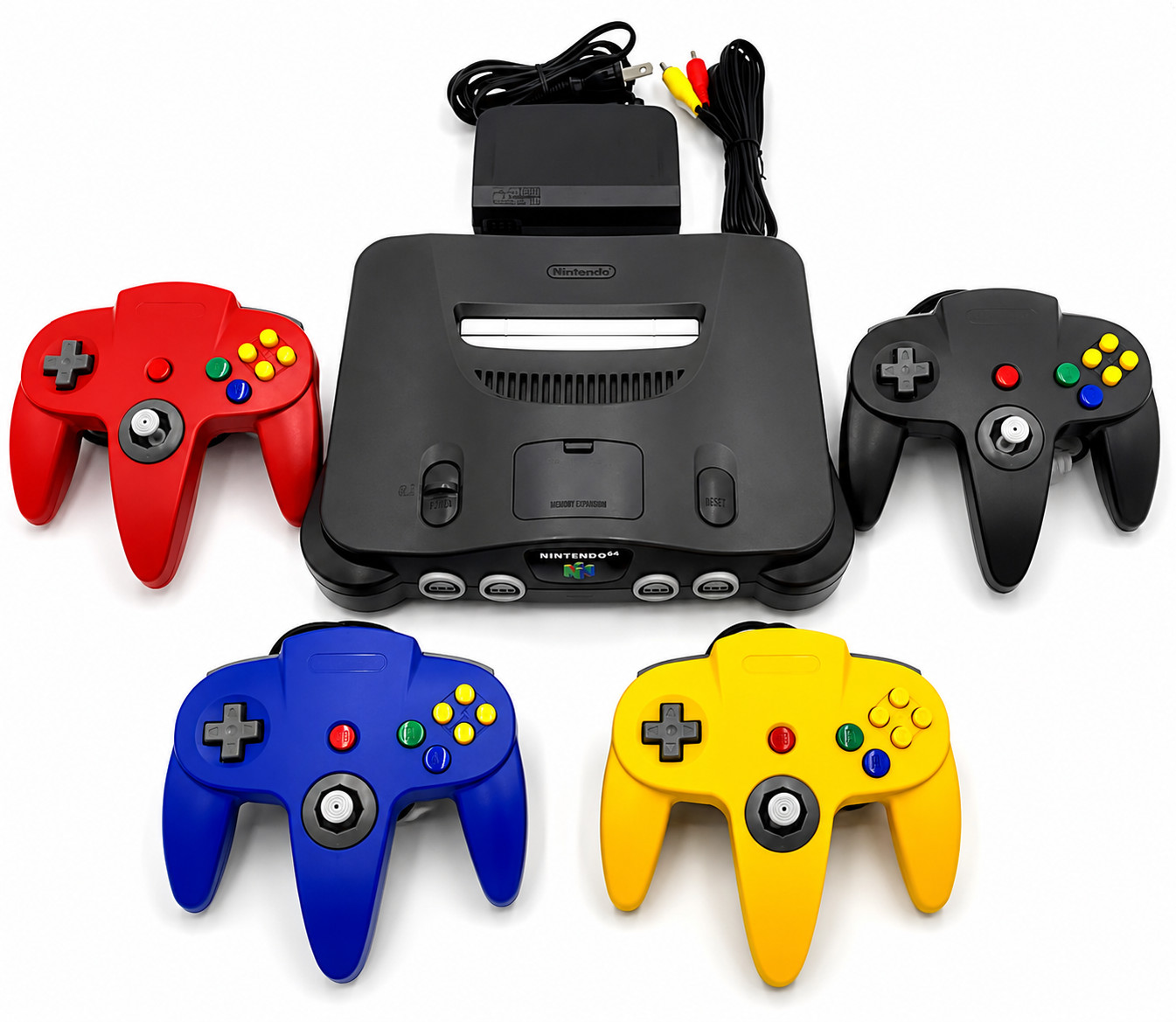 N64 Nintendo 64 Console "Region Free" N64 Console+UP TO 4 NEW CONTROLLERS +Cords