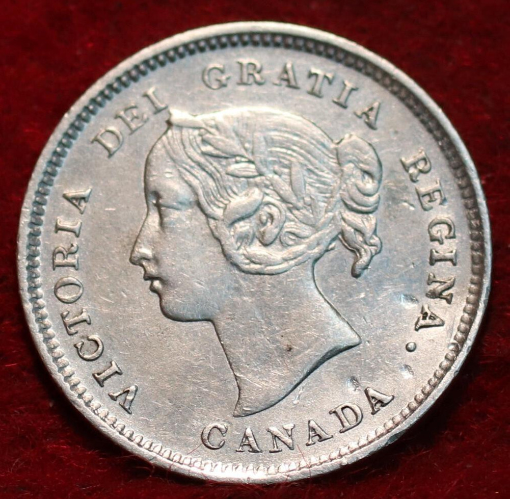 🇨🇦 Uncirculated 1892 Queen Victoria 5 Cents Silver Coin Canada