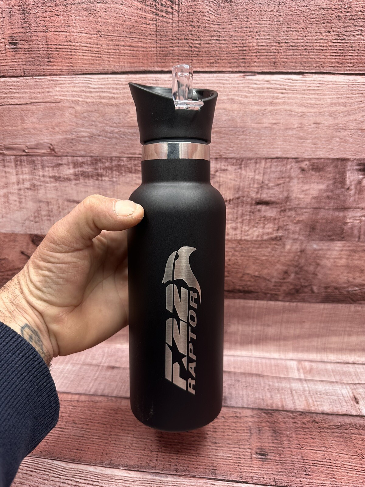 F-22 RAPTOR LASER ENGRAVED 17 OZ INSULATED WATER BOTTLE