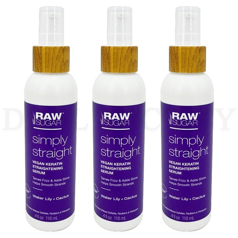 Raw Sugar Simply Straight Keratin Straightening Serum 4oz Lot of 3