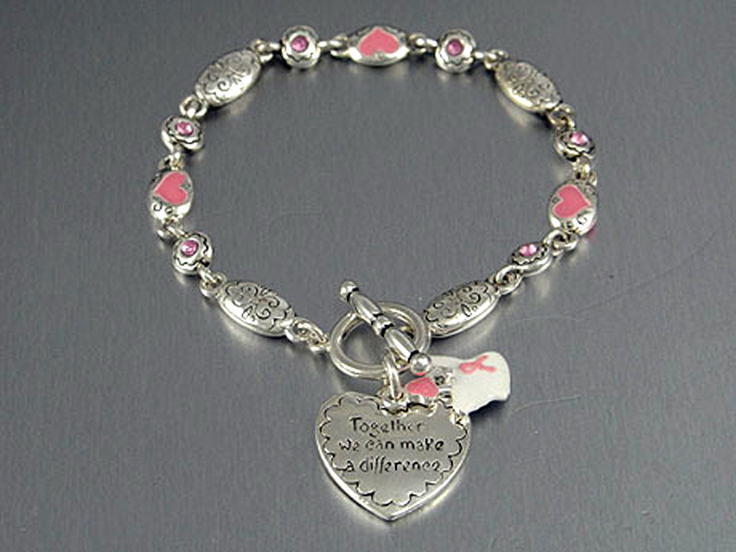 Pink Ribbon Angel Breast Cancer Awareness Bracelet
