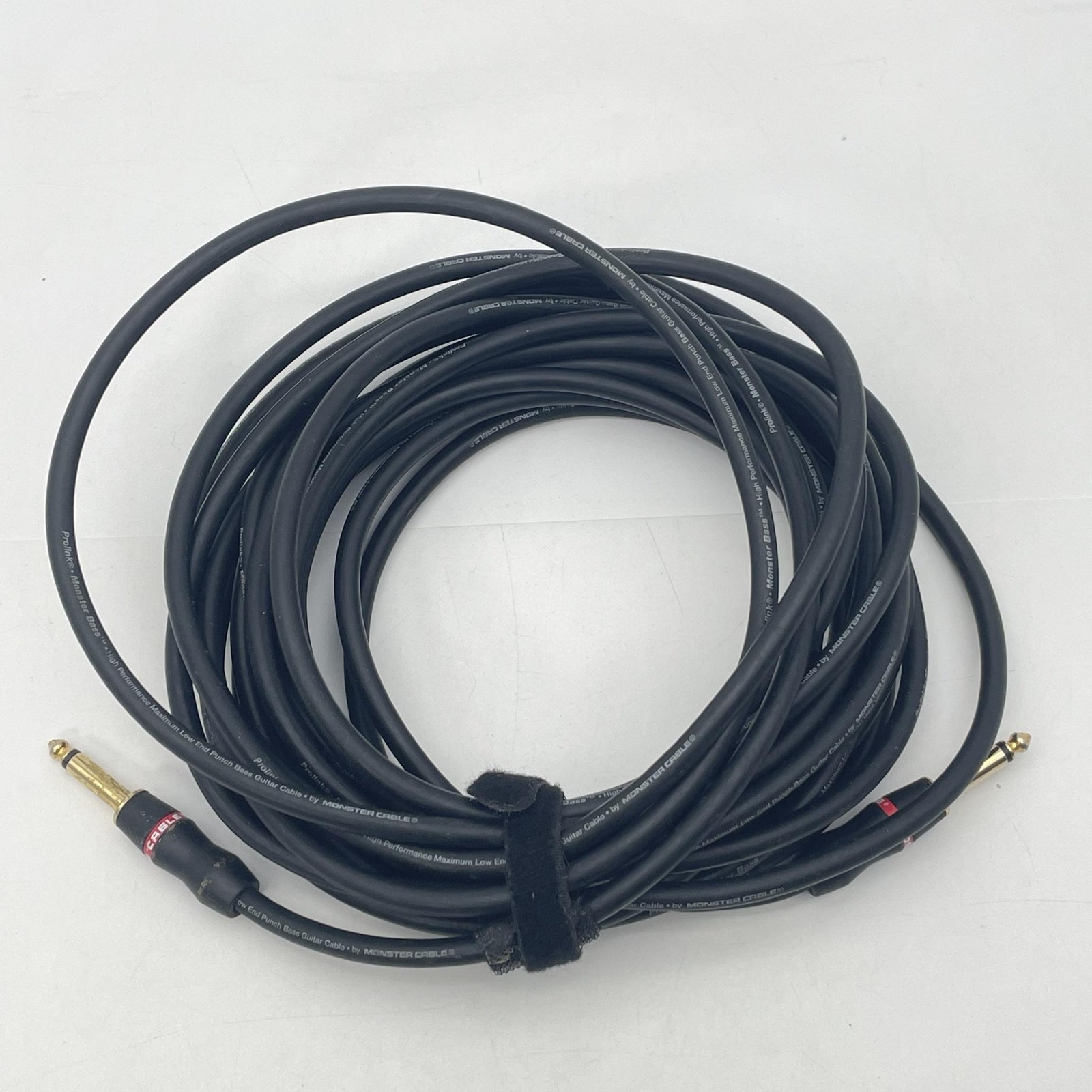 Monster Cable Prolink Monster Bass 1/4" Instrument Cable Black Gold Guitar Plugs