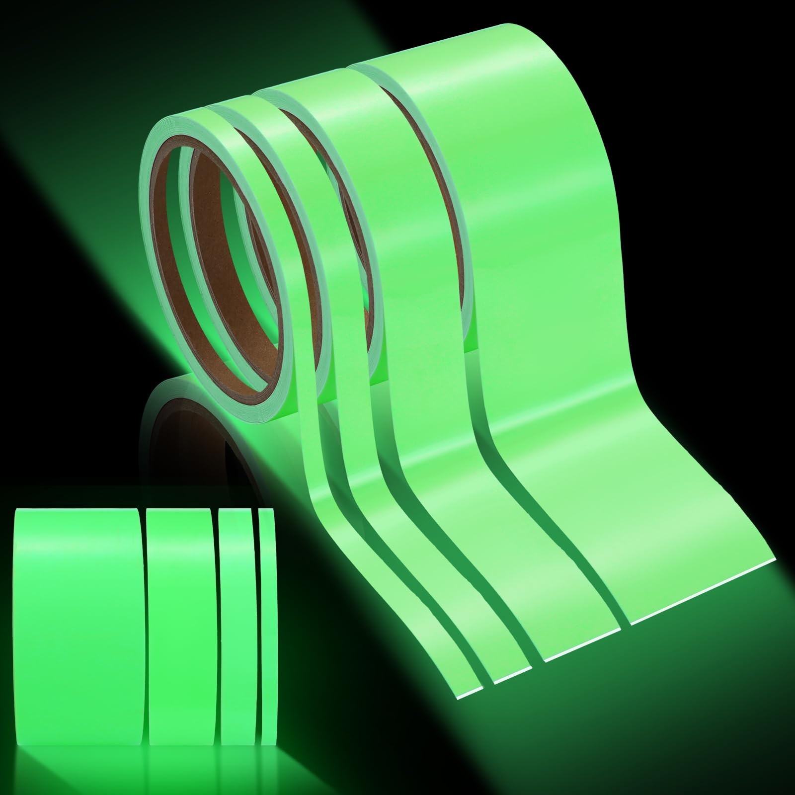Fullhawl 4 Rolls Waterproof Glow 0.25 inch, 0.5 1 2 Green