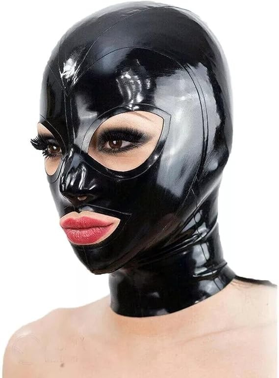 Black Latex Mask Hood,Rubber Masks with Open Eyes,Suitable for Cosplay Costumes
