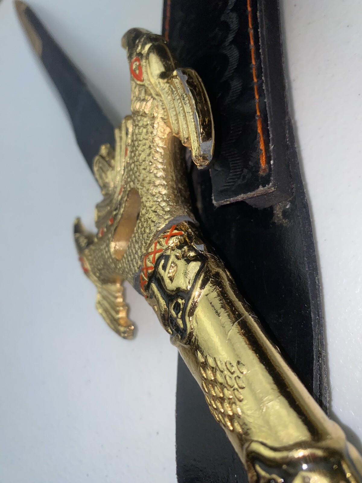 Decorative Dagger Heavy Gold Tone Handle (Needs TLC) 12” Blade