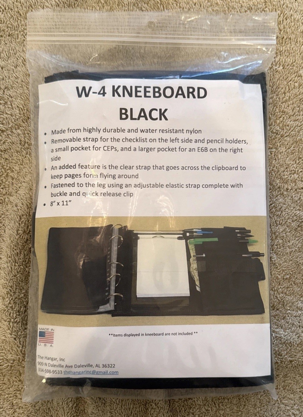 W-4 Pilot Kneeboard Clipboard and Pen Holder Organizer From The Hanger