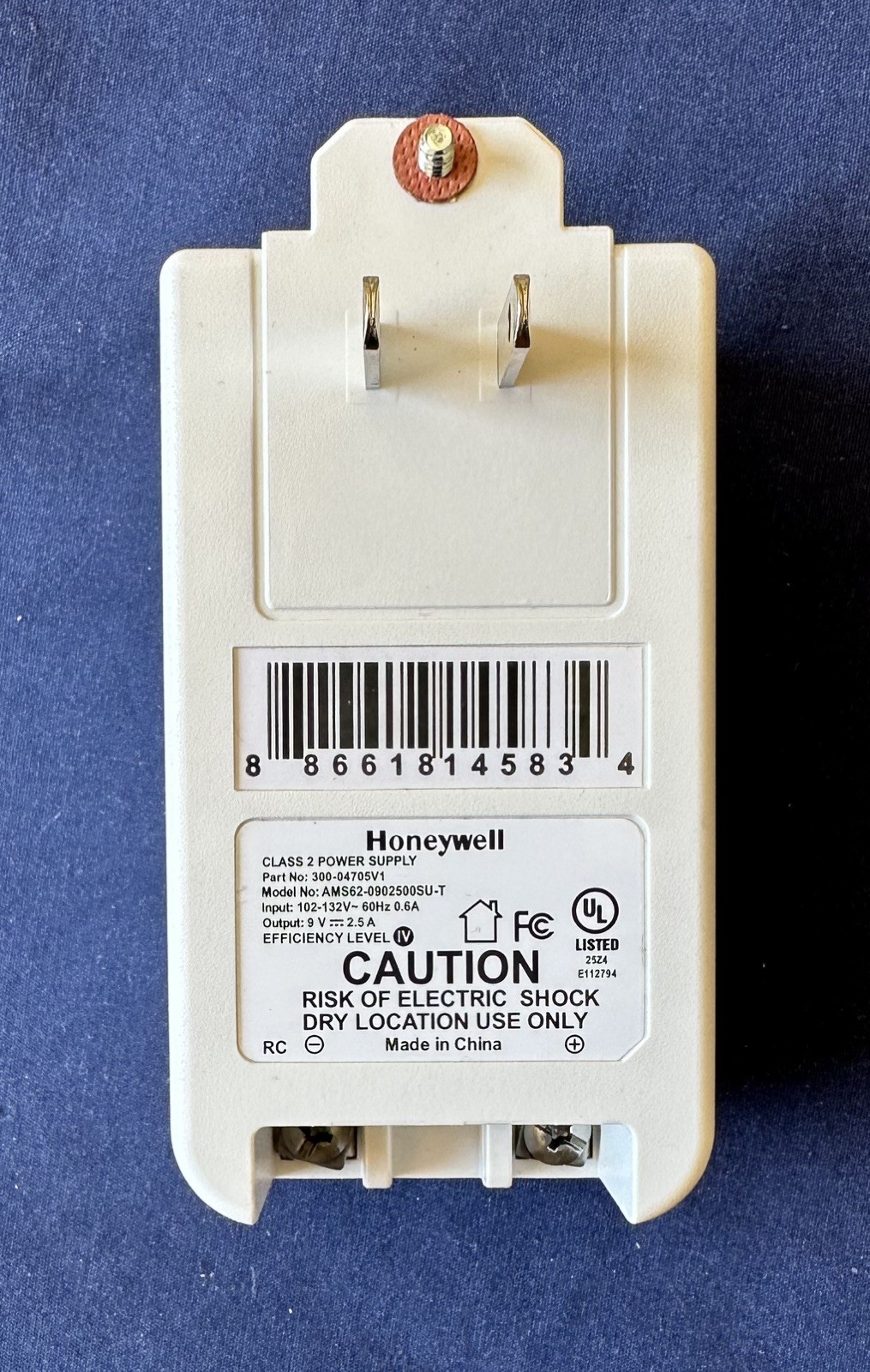 Honeywell Home 300-04705V1 2-Prong 9VDC, 2.5A, Plug-in Power Supply Transformer