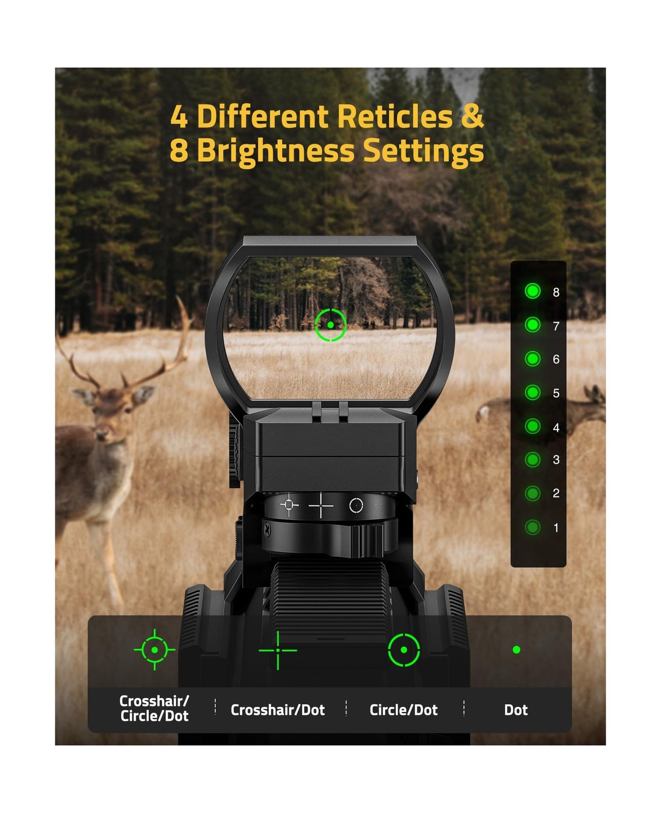 CVLIFE EagleFeather Multiple Reticle Red/Green Dot and Magnifier Combo, 40mm ...