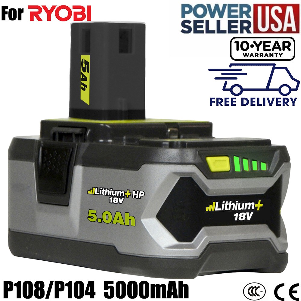 18V 5.0AH For Ryobi One+ Plus P108 Lithium Battery RB18L50 P104 P780 RB18L40 NEW