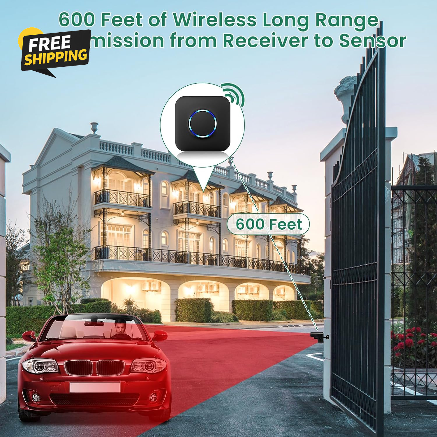 Wireless Driveway Alarm Motion Sensor 600FT Range 58 Chimes Weatherproof