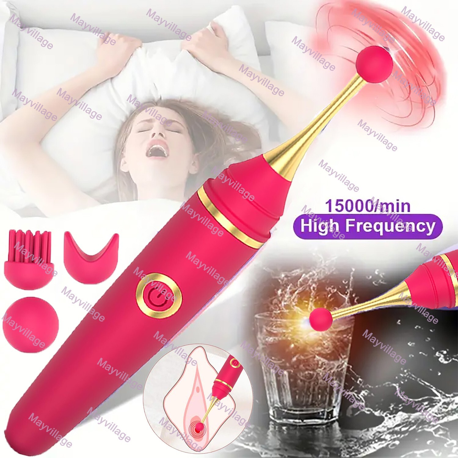 Vibrating Orgasm Dildo G-Spot Clit Massager Nipples Vibrator Sex Toys for Women