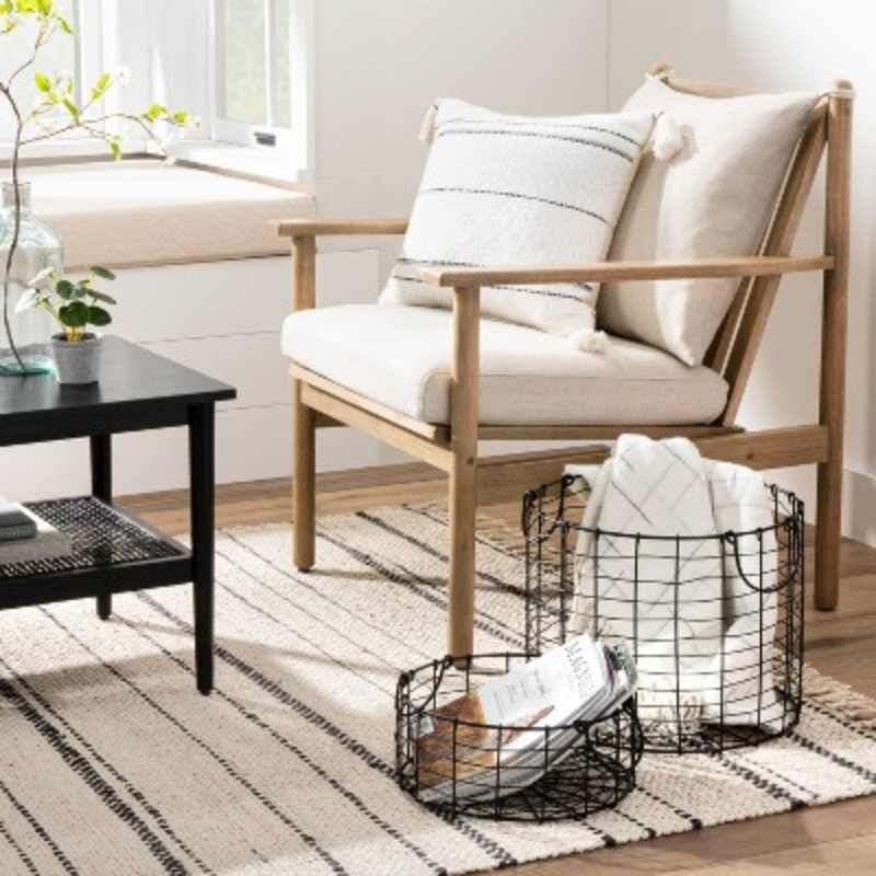Small Round Wire Storage Basket with Handles Black