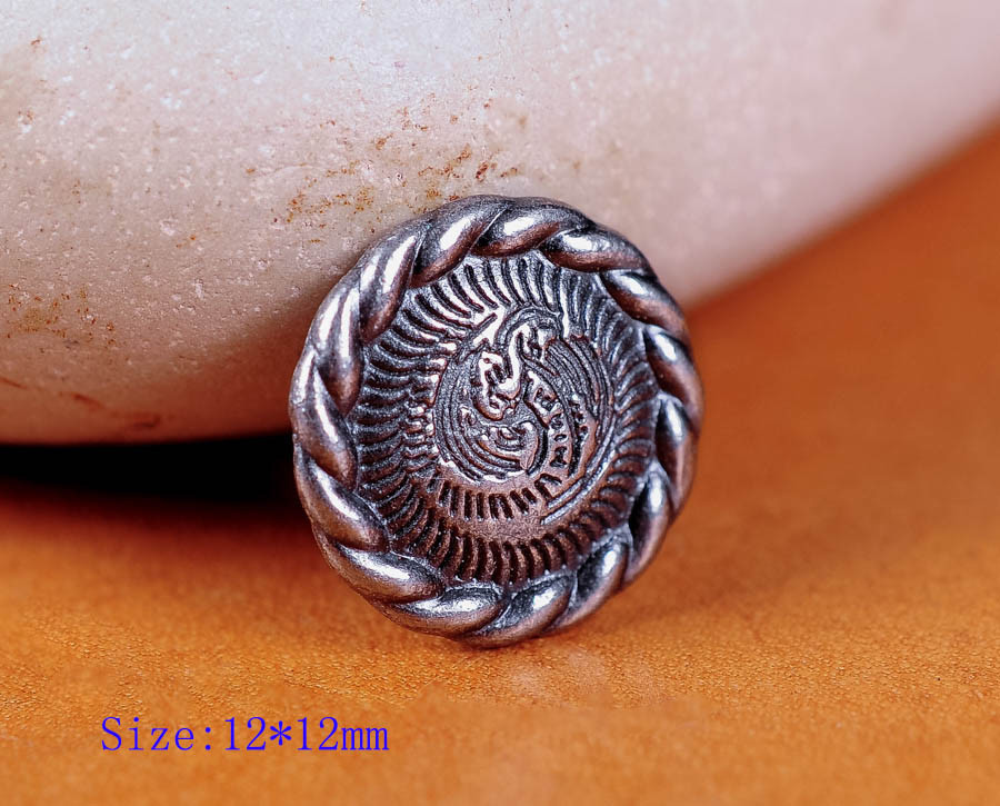 50PC 12MM Silver Rope Pattern Conchos Leathercrafts Stud Rivet Tacks Decorative