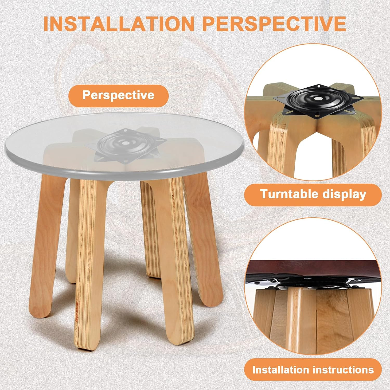 7'' Heavy Duty Bar Stool Swivel Replacement, Square Swivel Mechanism for Recl...