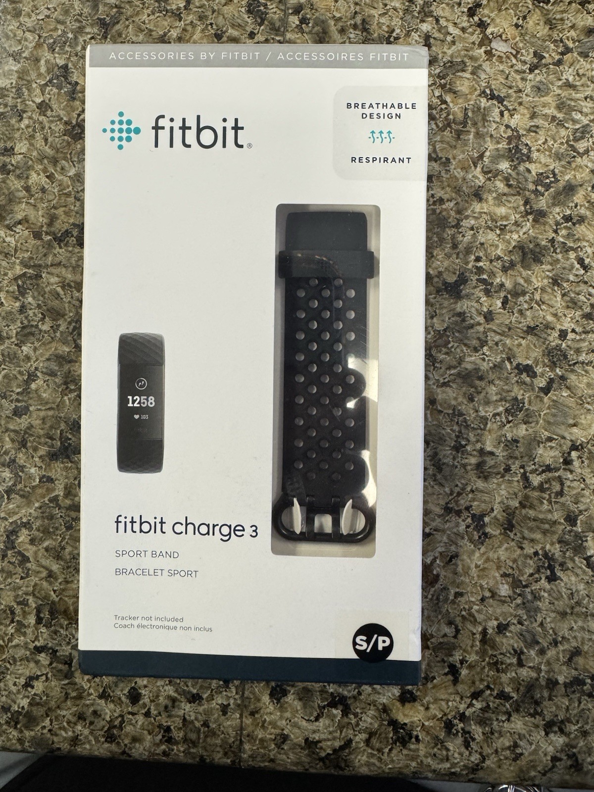 GENUINE OEM FITBIT CHARGE 3 SPORT ACCESSORY BAND - Large- BLACK - NEW - Fits 3&4