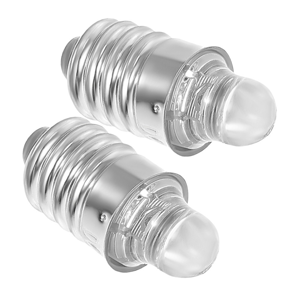 2Pcs Small LED Flashlight Bulbs Replacement Durable Metal Glass Silver Color