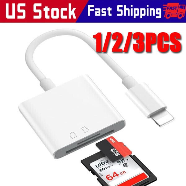 TF SD Card Adapter Camera Reader 2 In 1 For iPhone 14 13 12 11 X XS XR 8 7 iPad