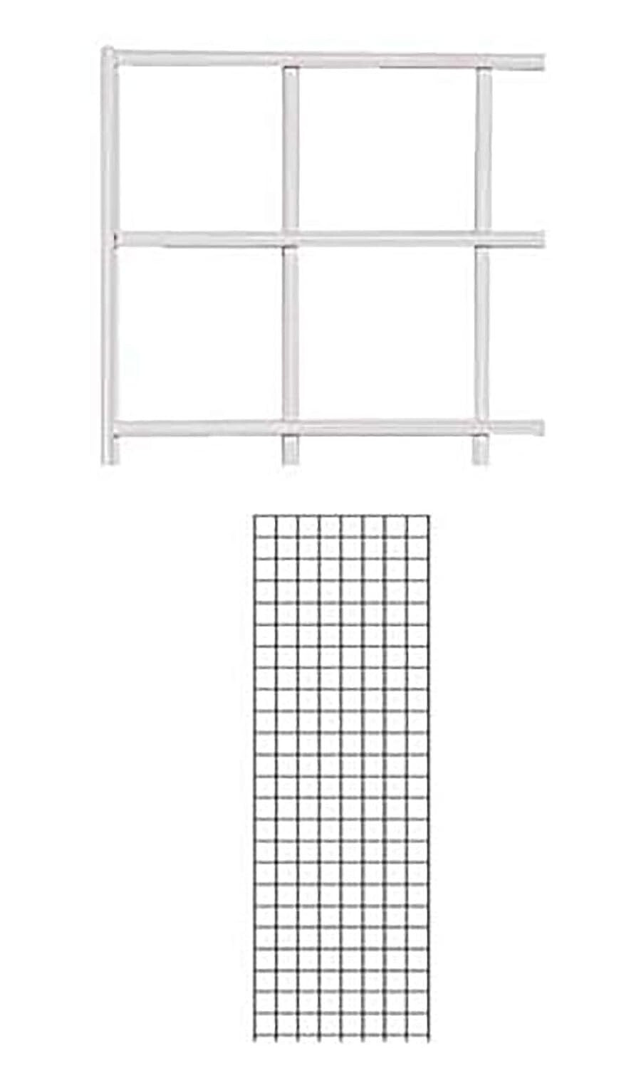 Set of 4 Gridwall Panels 2' x 6' Grid Wall Display White Panel Steel Powder Coat