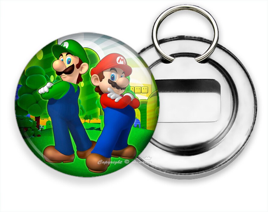 SUPER MARIO AND LUIDGI BROTHERS NEW BEER BOTTLE OPENER KEYCHAIN KEYFOB GIFT IDEA