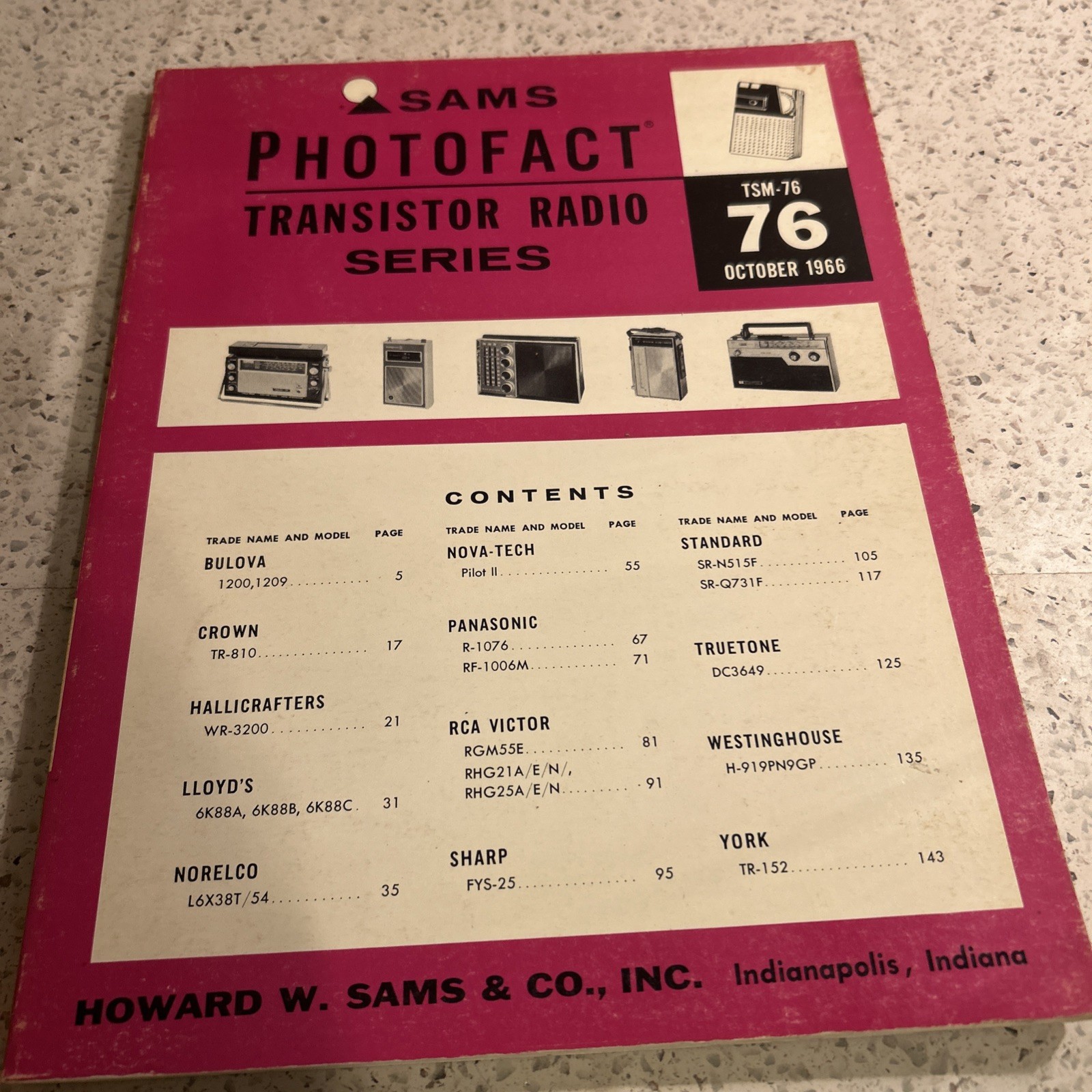 Sams Photofact Transistor Radio Series TSM-76