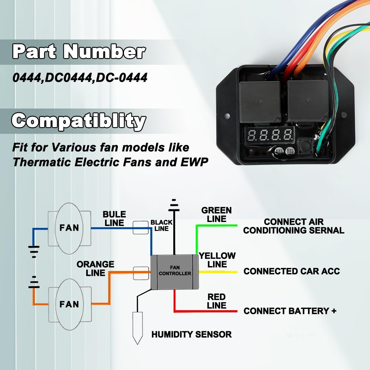 Compact Digital Thermatic Fan Switch Kit for Precise Cooling Control ()