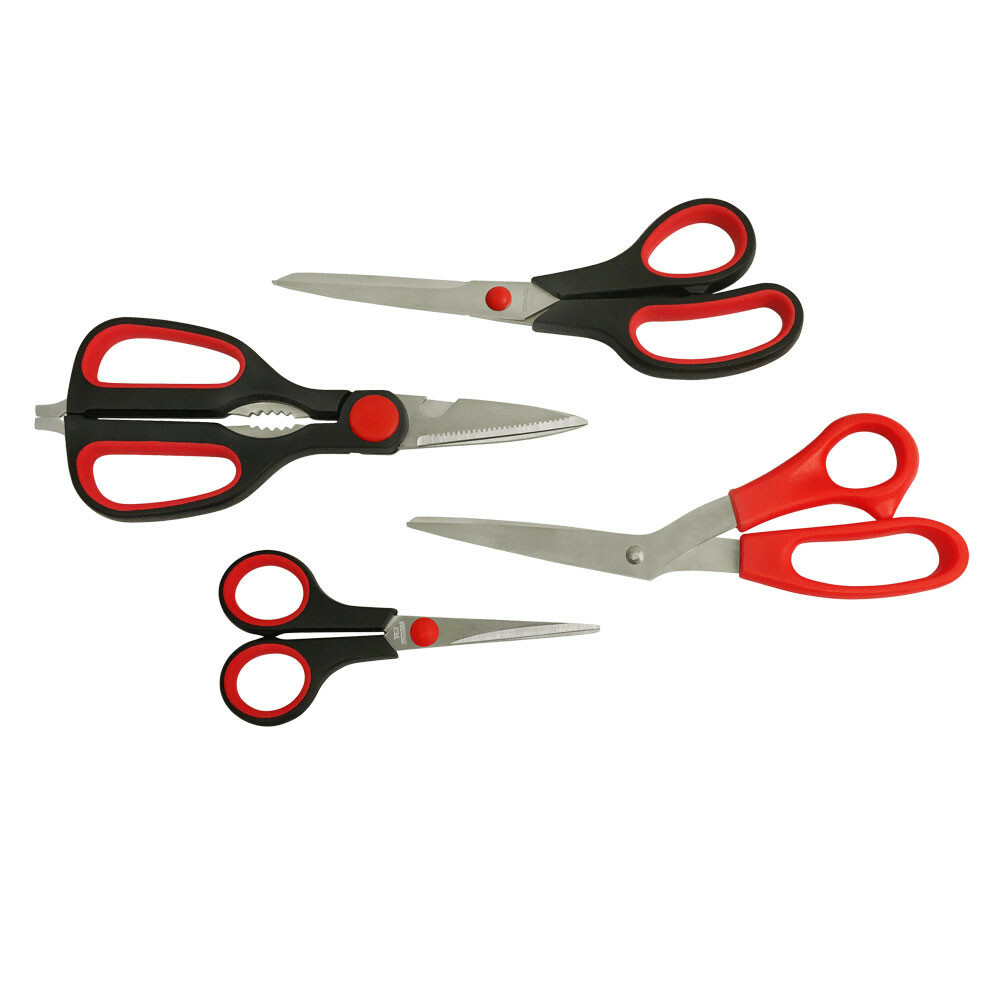 4 Pc Stainless Steel Assorted Scissors Set