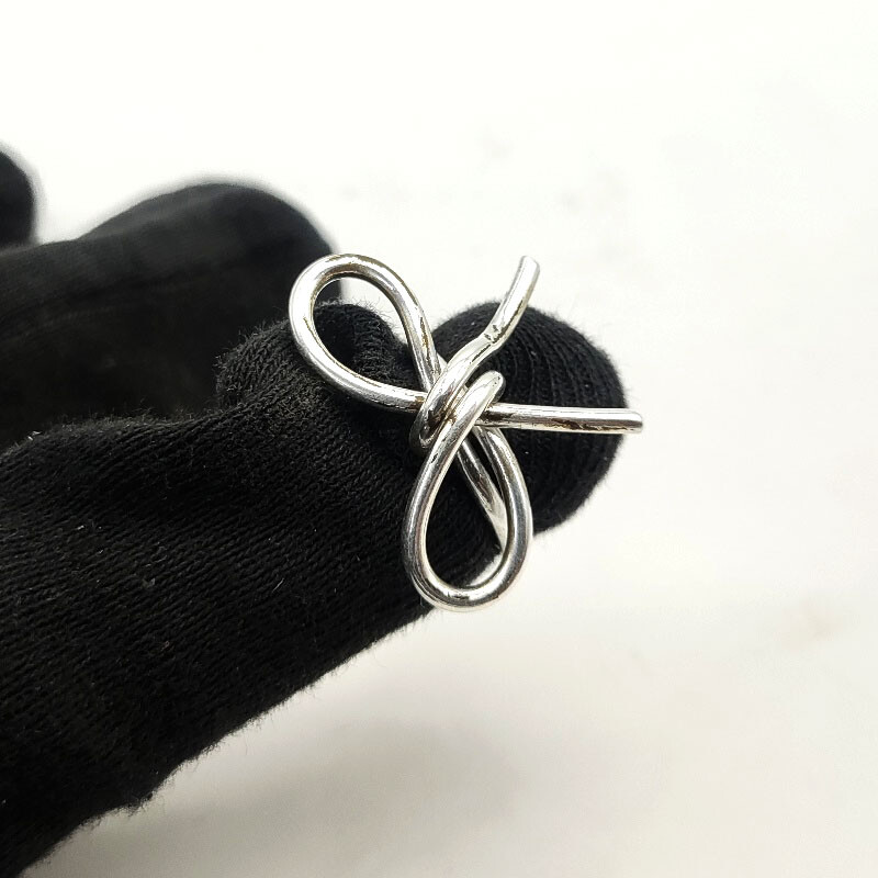 Real 925 Sterling Silver Ribbon Bow Solid Women's Ring Gift for her
