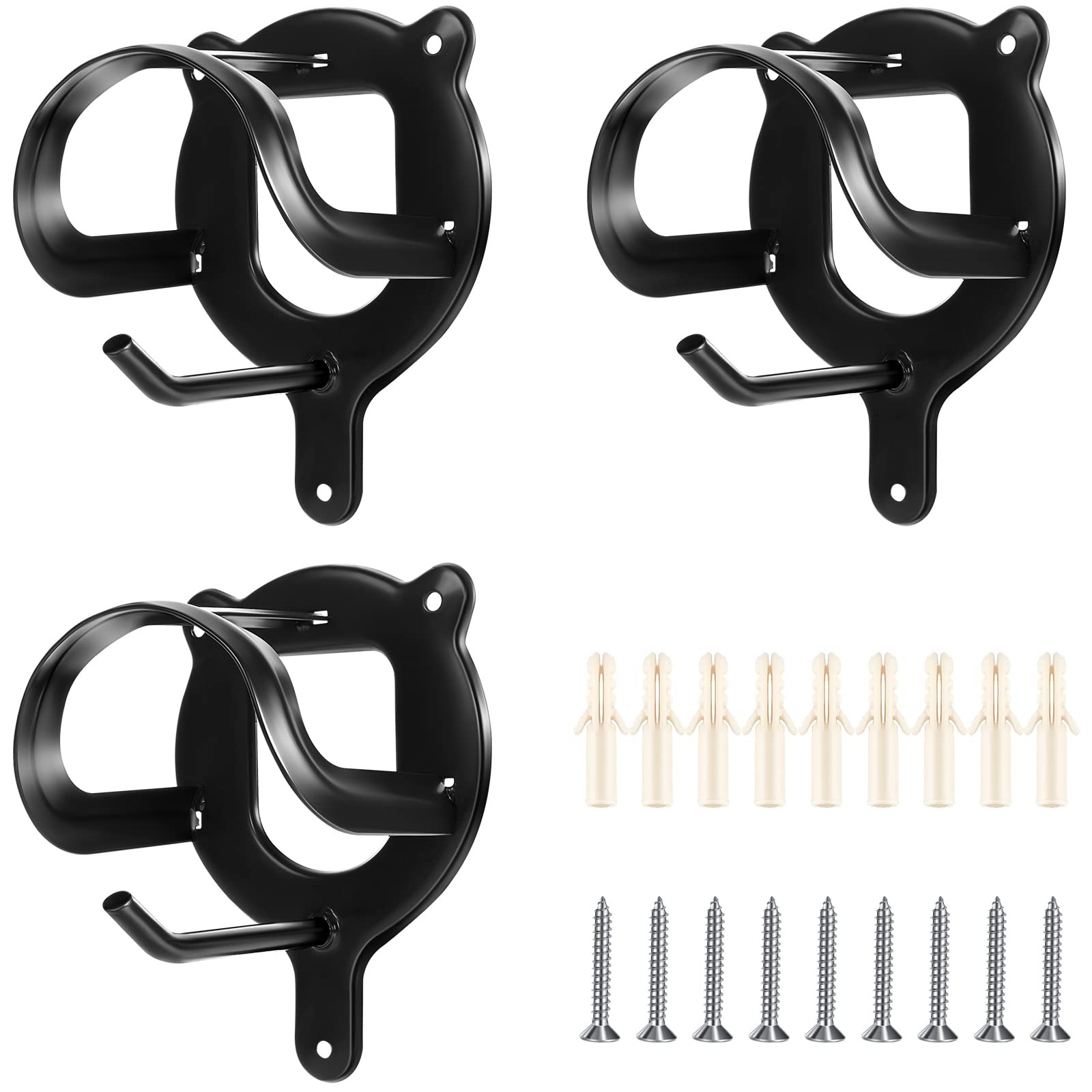 Dunzy 3 Counts Horse Bridle Rack Bracket Hooks Tack Storage Black