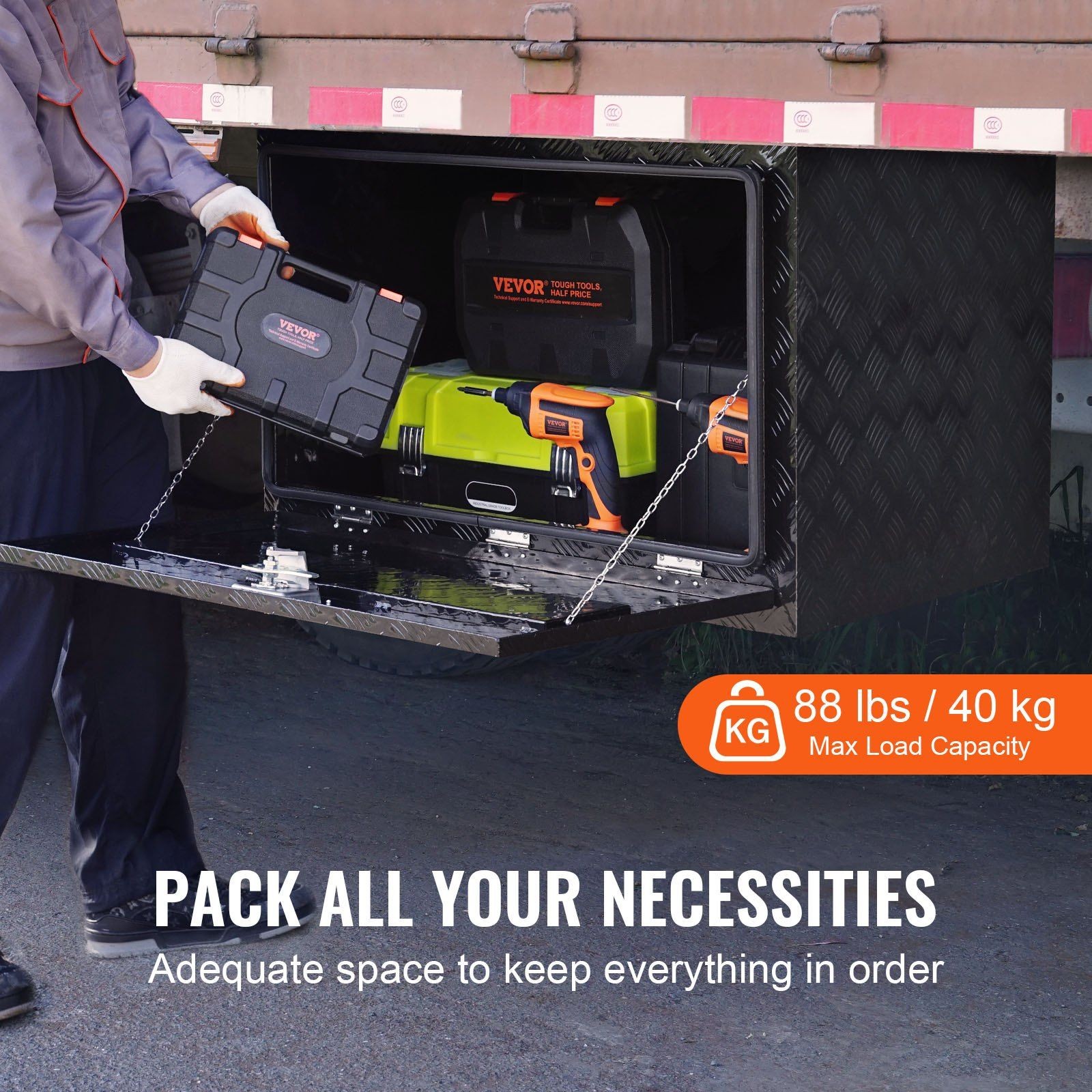 Waterproof Aluminum Underbody Storage Box 36x24x24in for Truck, Van, Trailer